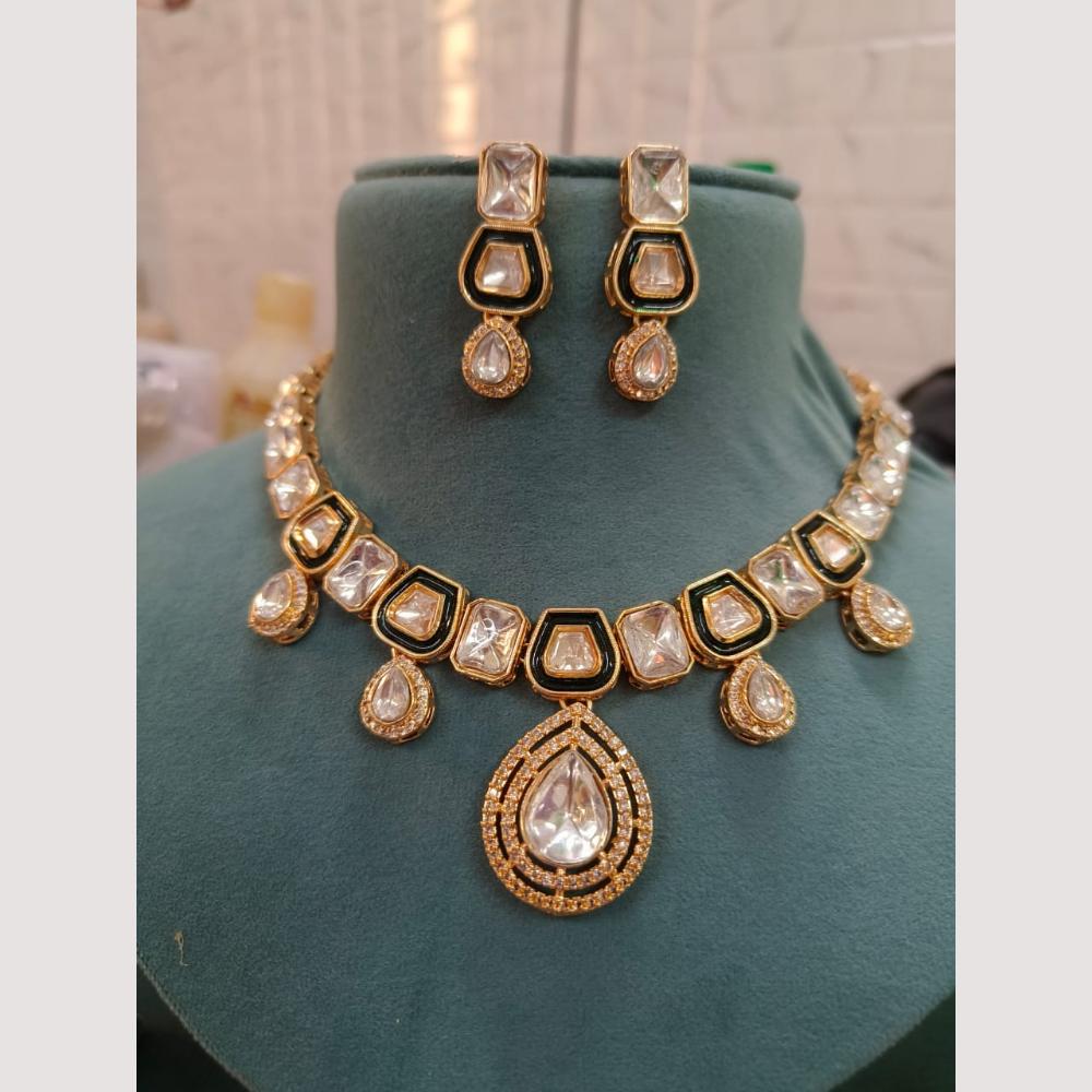 FS Collection Gold Plated Crystal Stone Necklace Set