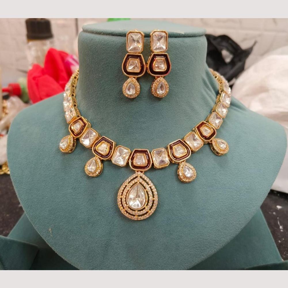 FS Collection Gold Plated Crystal Stone Necklace Set