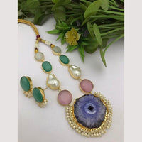 FS Collection Regal Gold Plated  with Elegant Mother of Pearl Touch Necklace Set