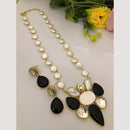 FS Collection Regal Gold Plated  with Elegant Mother of Pearl Touch Long Necklace Set