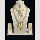 FS Collection Gold Finish Pota And Pearl Traditional Meenakari Double Necklace Set