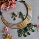 FS Collection 2 Tone Plated Pota Stone Necklace Set