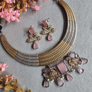 FS Collection 2 Tone Plated Pota Stone Necklace Set