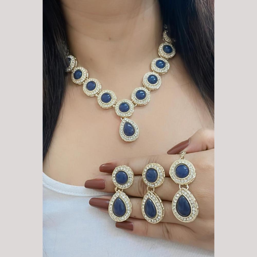 FS Collection Traditional Gold Plated Pota and Austrian Stones Necklace Set