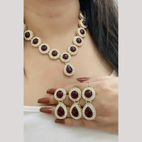 FS Collection Traditional Gold Plated Pota and Austrian Stones Necklace Set