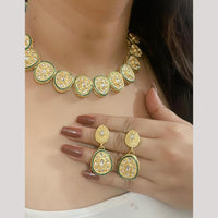 FS Collection Gold Plated Kundan Necklace Set