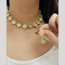 FS Collection Gold Plated Kundan Necklace Set