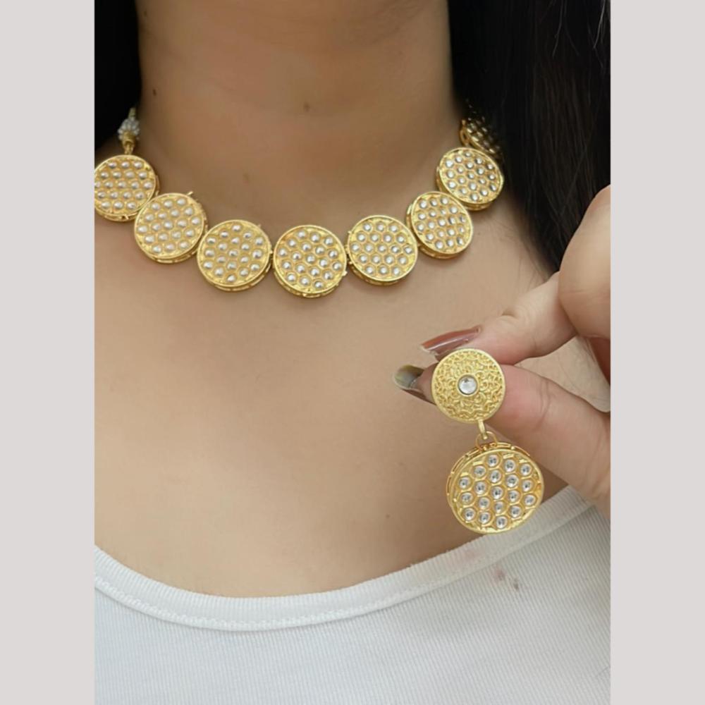 FS Collection Gold Plated Kundan Necklace Set