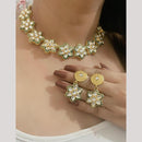 FS Collection Gold Plated Kundan Necklace Set
