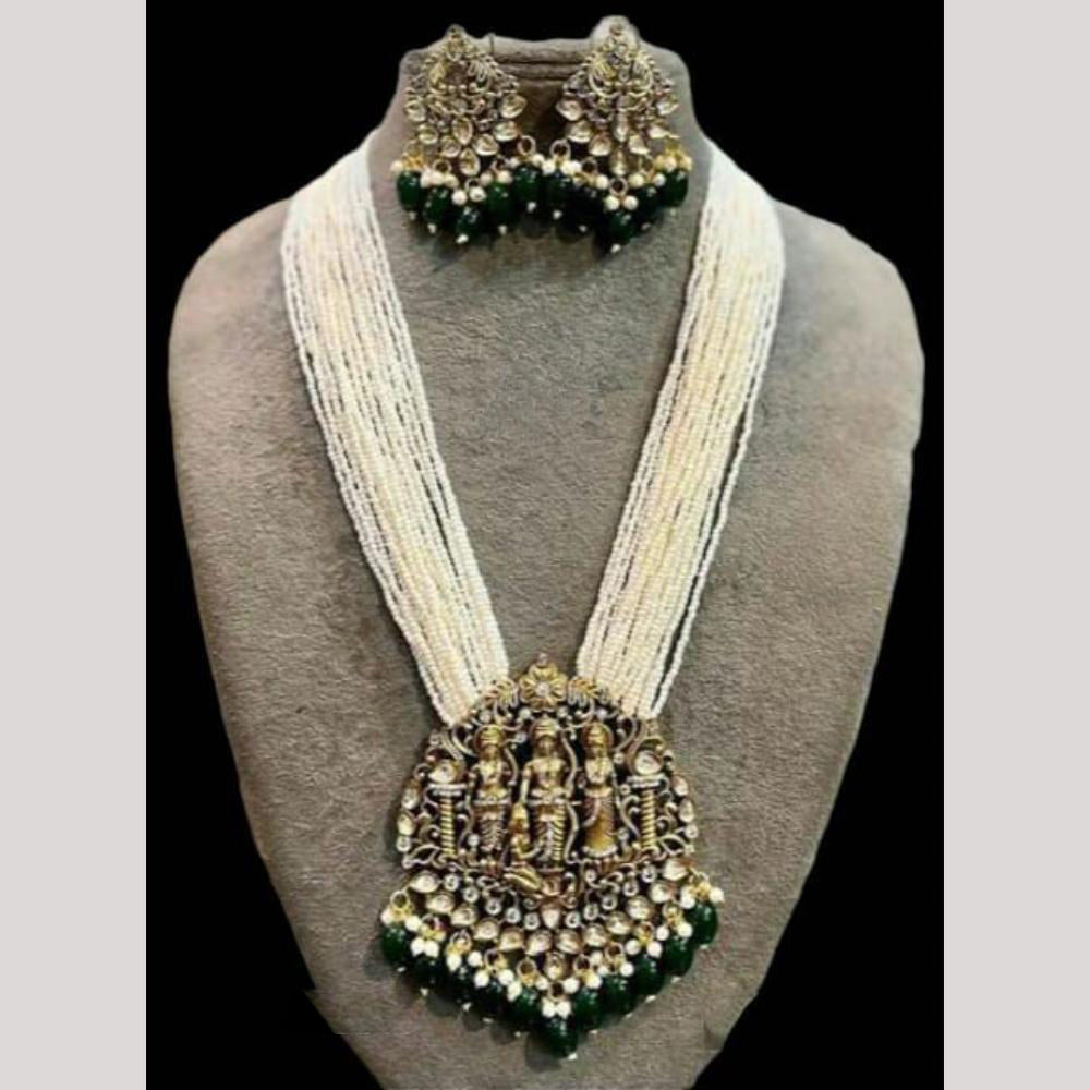 FS Collection Traditional Temple Design Necklace Set with Beads