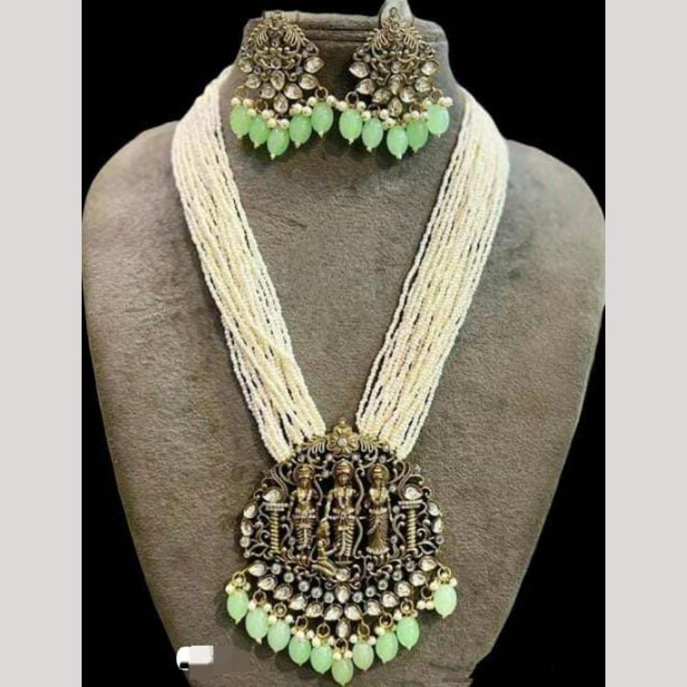 FS Collection Traditional Temple Design Necklace Set with Beads