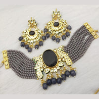 FS Collection Gold Plated Pota Stone And Beads Choker Necklace Set