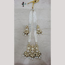 FS Collection Gold Plated Kundan & Pearl Long Necklace Set