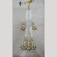 FS Collection Gold Plated Kundan & Pearl Long Necklace Set