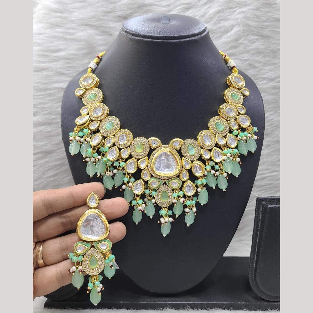 FS Collection Gold Plated Pota Stone And Beads Necklace Set