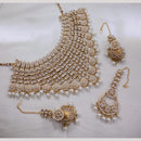 FS Collection Gold Plated Kundan & Pearl Necklace Set