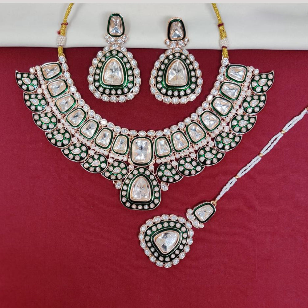 FS Collection Gold Plated Kundan And Meenakari Necklace Set