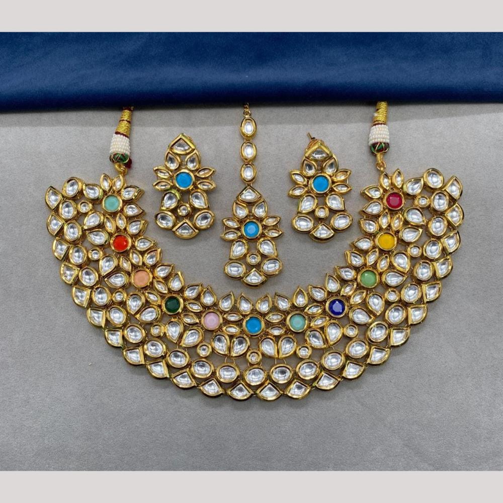 FS Collection Gold Plated Kundan Necklace Set