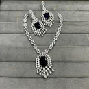 FS Collection Silver Plated Sparkling American Diamond Necklace Set