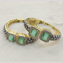 FS Collection Gold Plated Pota Stone And Austrian Stone Openable Bangles Set