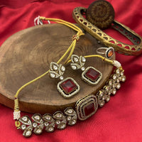 FS Collection Gold Plated Crystal Choker Necklace Set