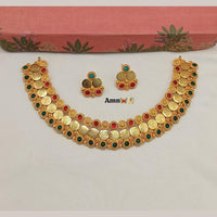 FS Collection Luxurious Gold Plated Pota Temple Choker Necklace Set
