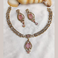 FS Collection Premium Gold Plated American Diamond Necklace Set