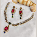 FS Collection Premium Gold Plated American Diamond Necklace Set
