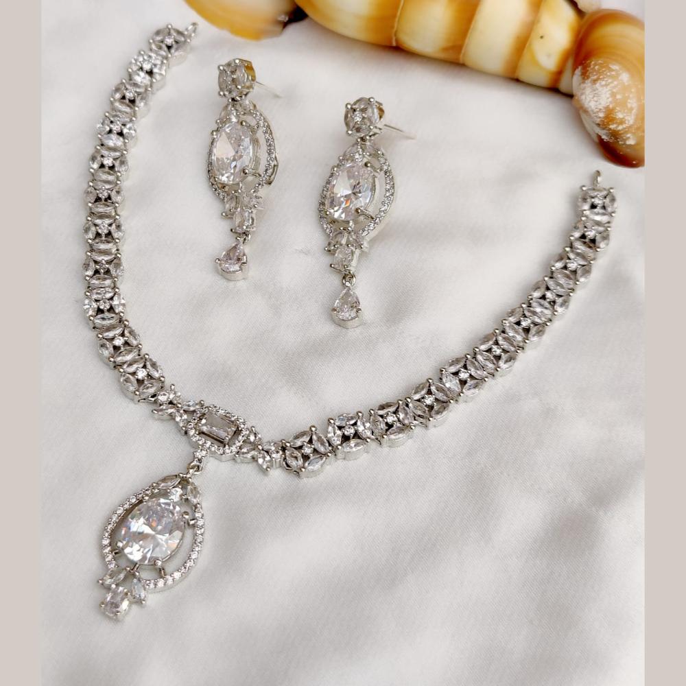 FS Collection Premium Gold Plated American Diamond Necklace Set