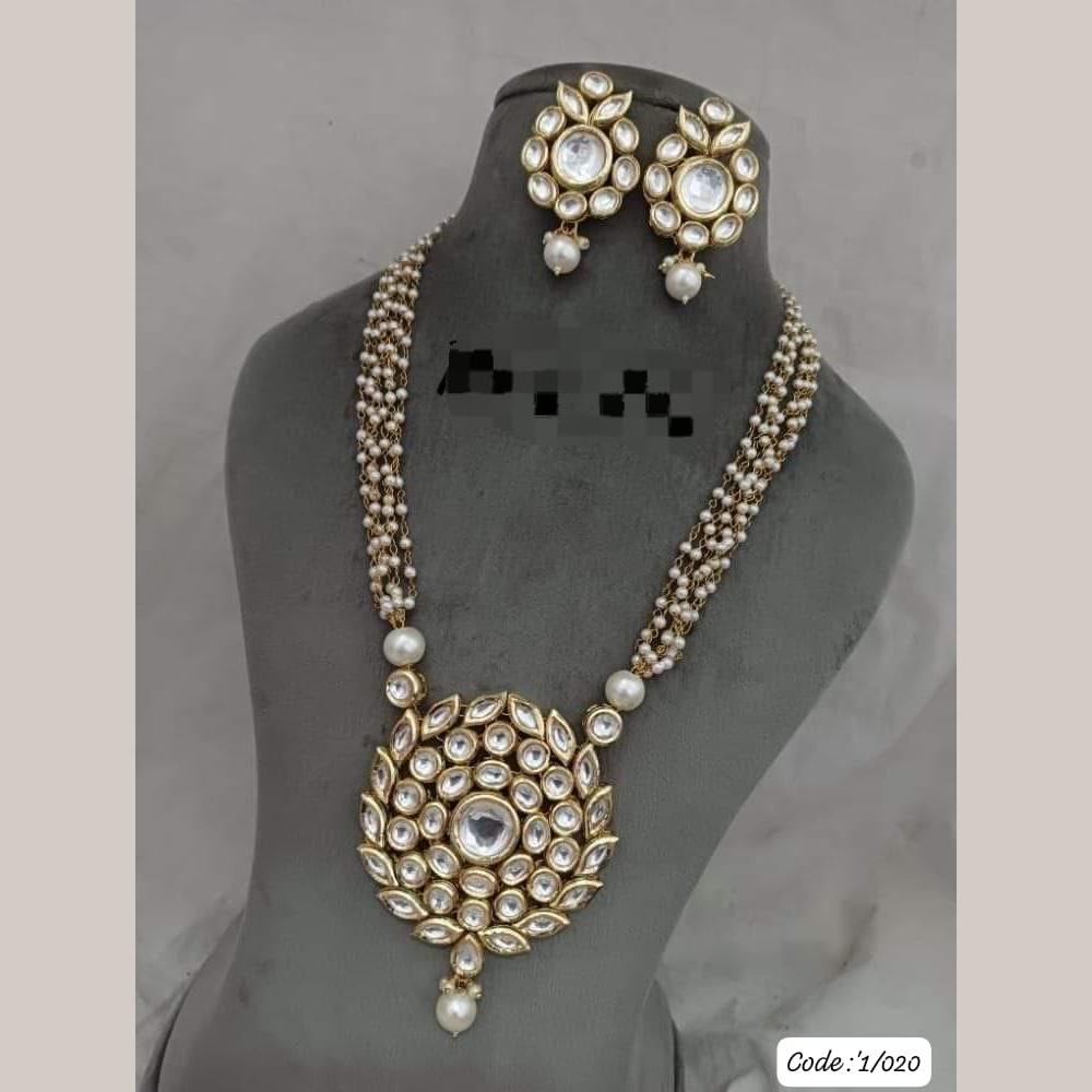 FS Collection Gold Plated Kundan Necklace Set