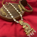 FS Collection Kundan Stone And Beads Long Necklace Set