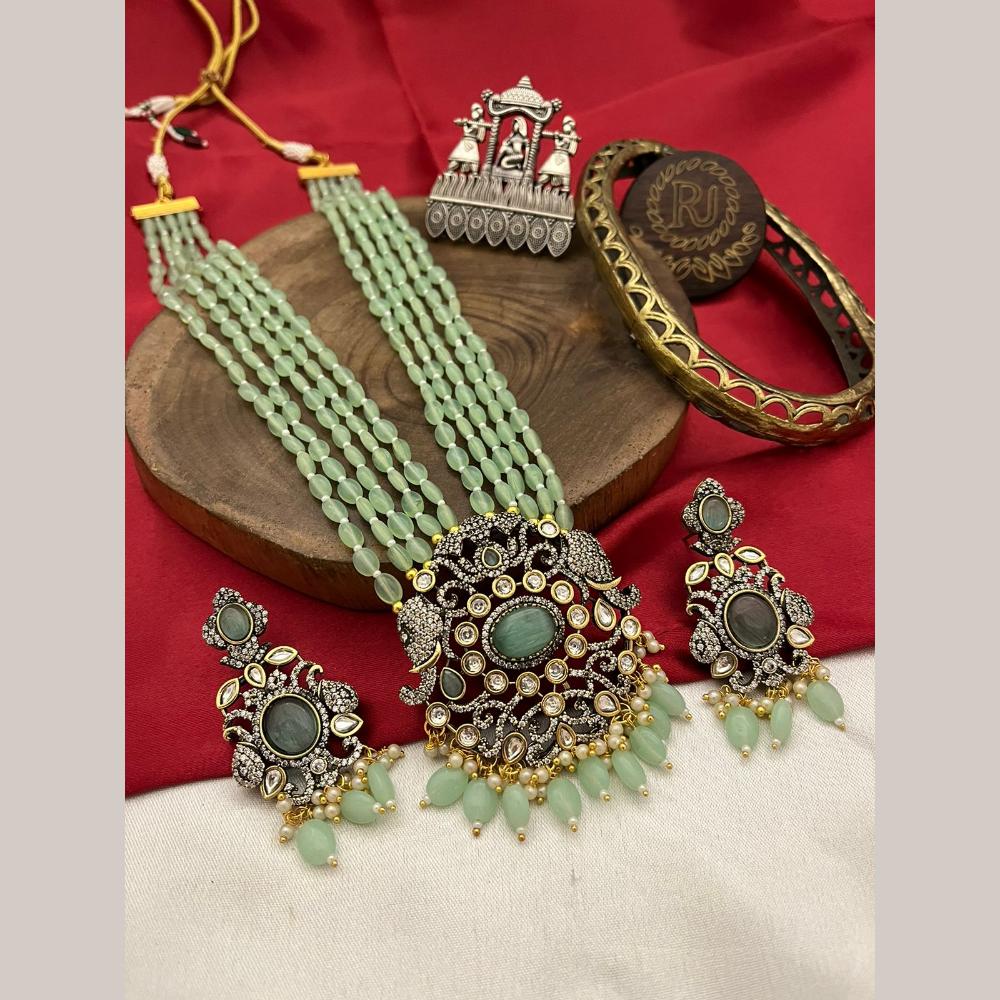 FS Collection Gold Plated Pota Stone And Beads Necklace Set