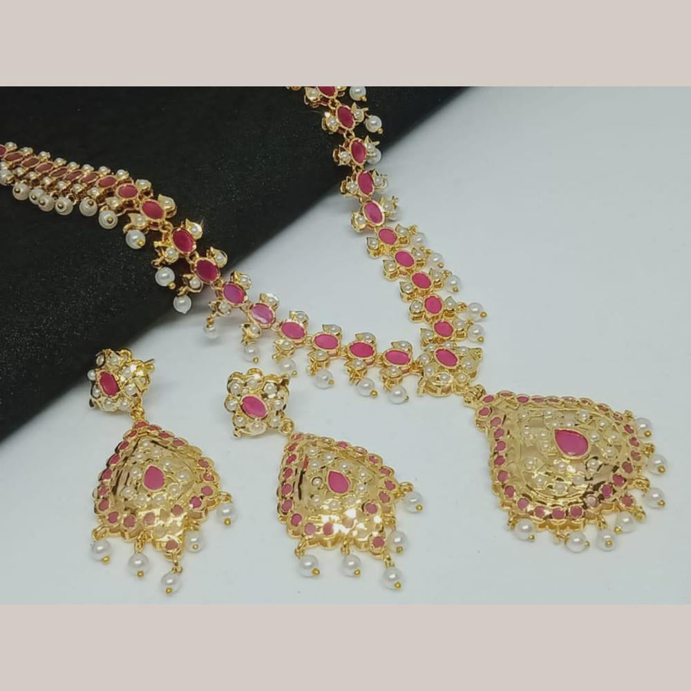 FS Collection Gold Plated Pota Stone And Beads Necklace Set
