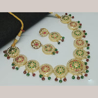 FS Collection Gold Finish Pota And Meenakari Necklace Set