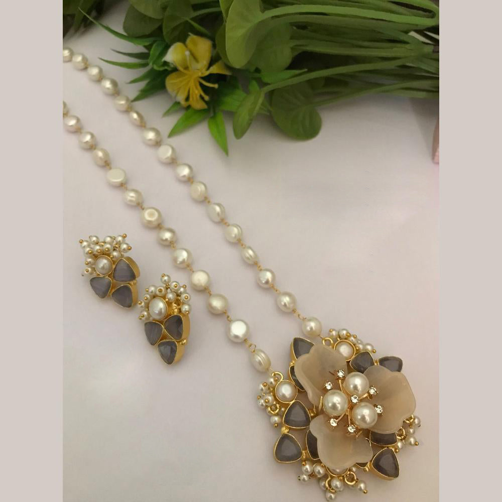 FS Collection Gold Plated Pearl Necklace Set