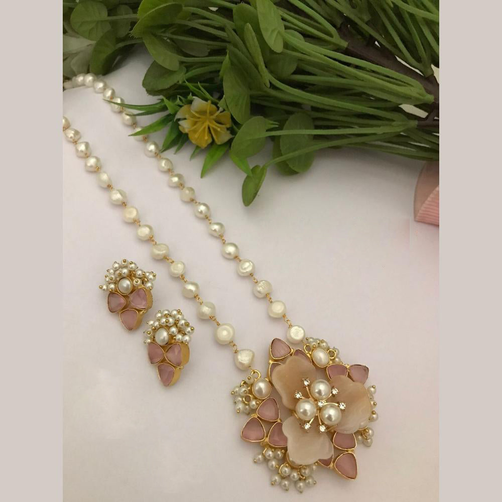 FS Collection Gold Plated Pearl Necklace Set