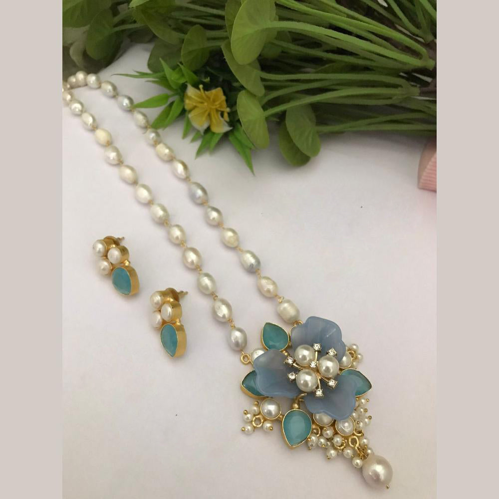 FS Collection Gold Plated Pearl Necklace Set