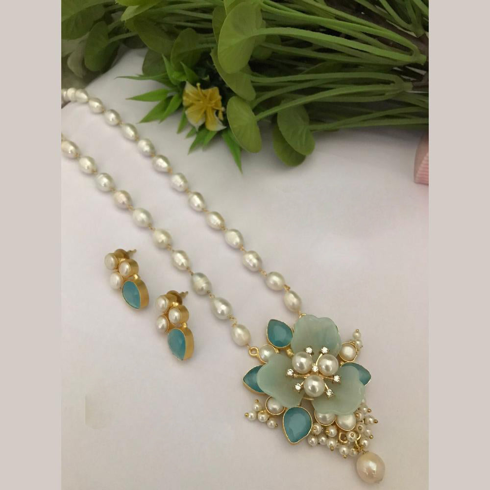 FS Collection Gold Plated Pearl Necklace Set
