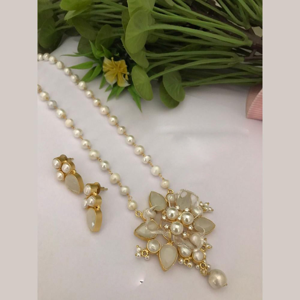 FS Collection Gold Plated Pearl Necklace Set