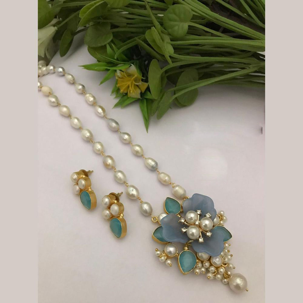 FS Collection Gold Plated Pearl Necklace Set