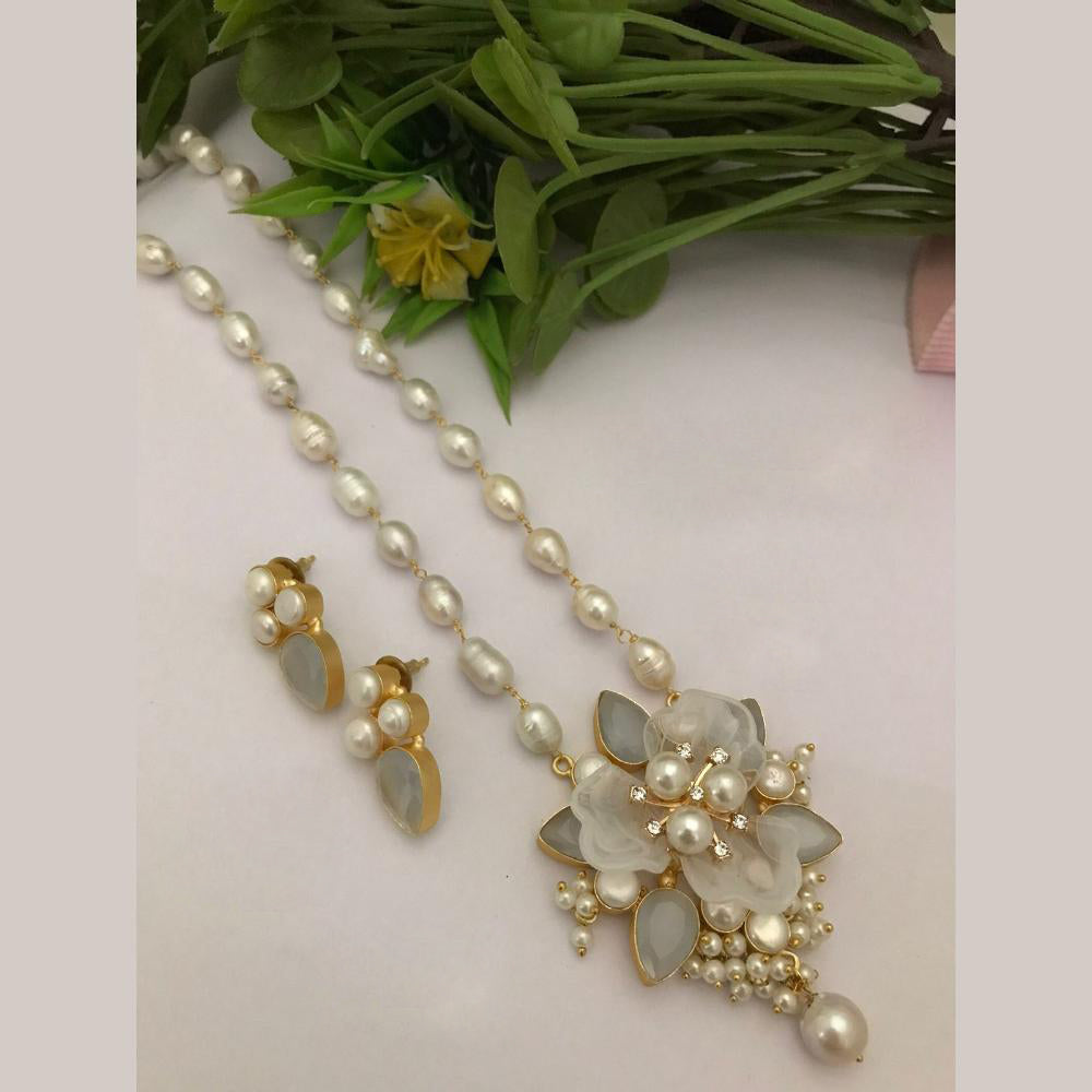 FS Collection Gold Plated Pearl Necklace Set