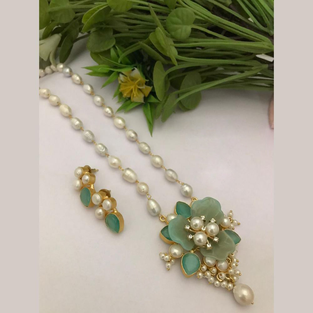 FS Collection Gold Plated Pearl Necklace Set