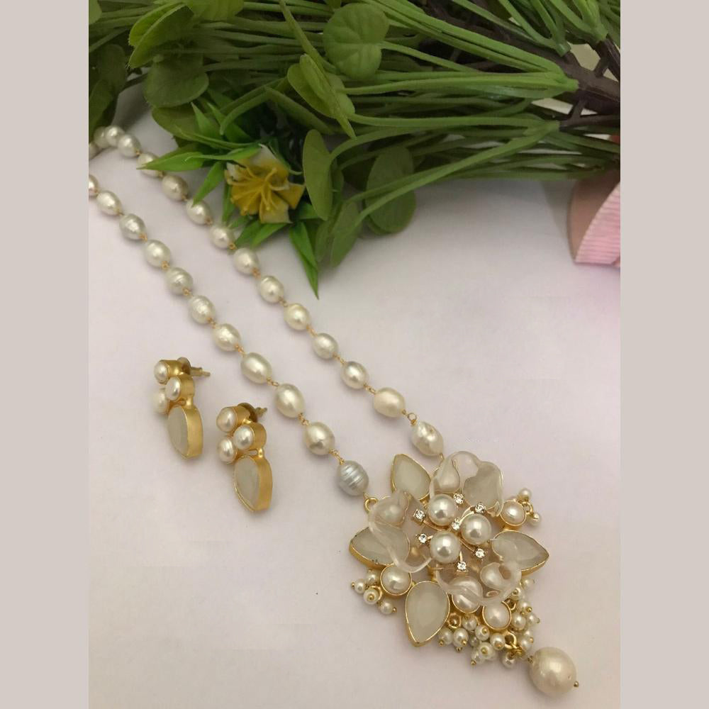 FS Collection Gold Plated Pearl Necklace Set