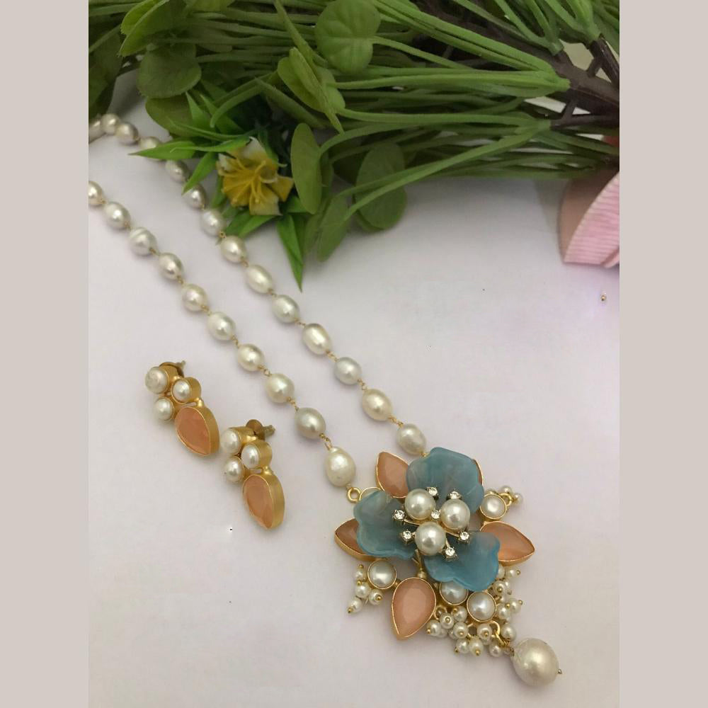 FS Collection Gold Plated Pearl Necklace Set