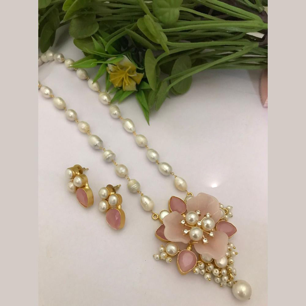 FS Collection Gold Plated Pearl Necklace Set