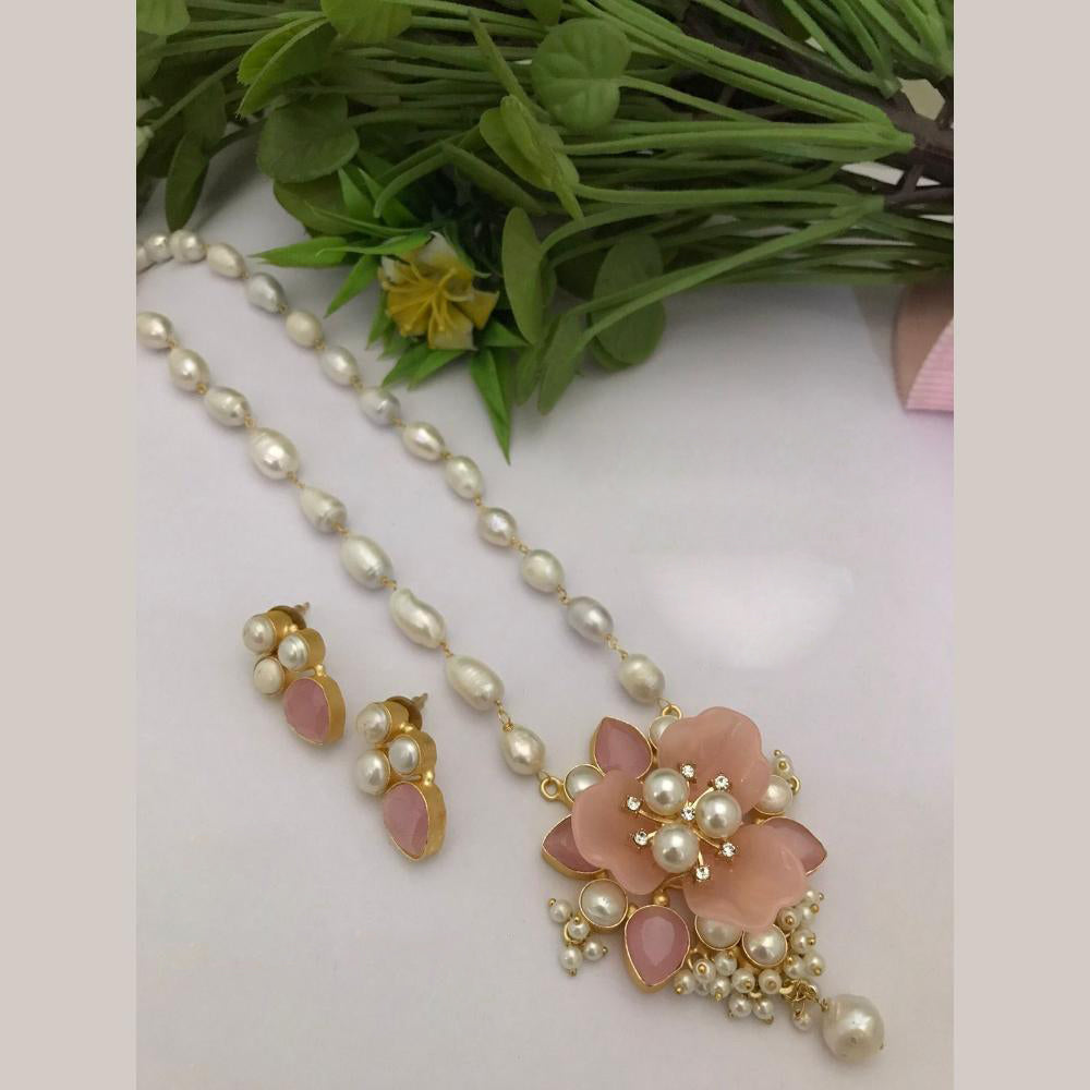 FS Collection Gold Plated Pearl Necklace Set