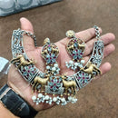 FS Collection Stylish 2-Tone Plated Pota Stones And Pearl Necklace Set