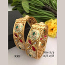 FS Collection Gold Plated Pota Stone And Meenakari Openable Bangle Set
