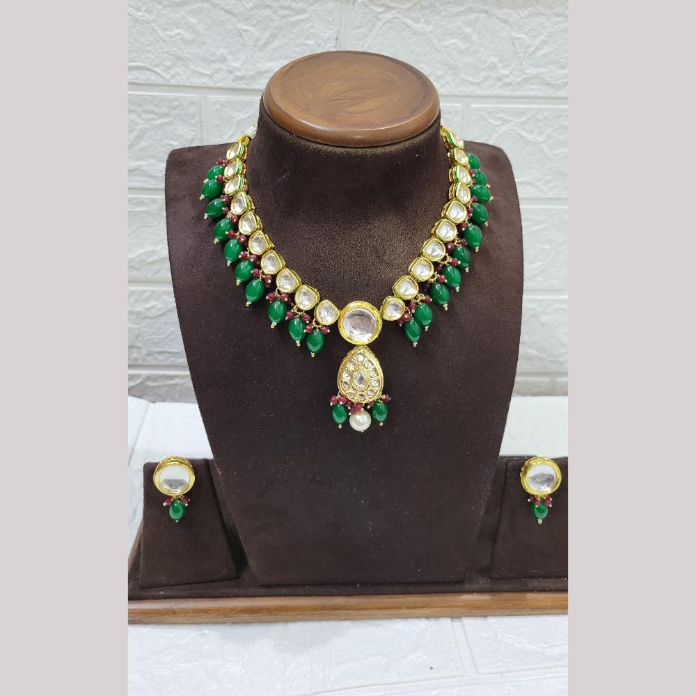 FS Collection Kundan Stone And Beads Necklace Set