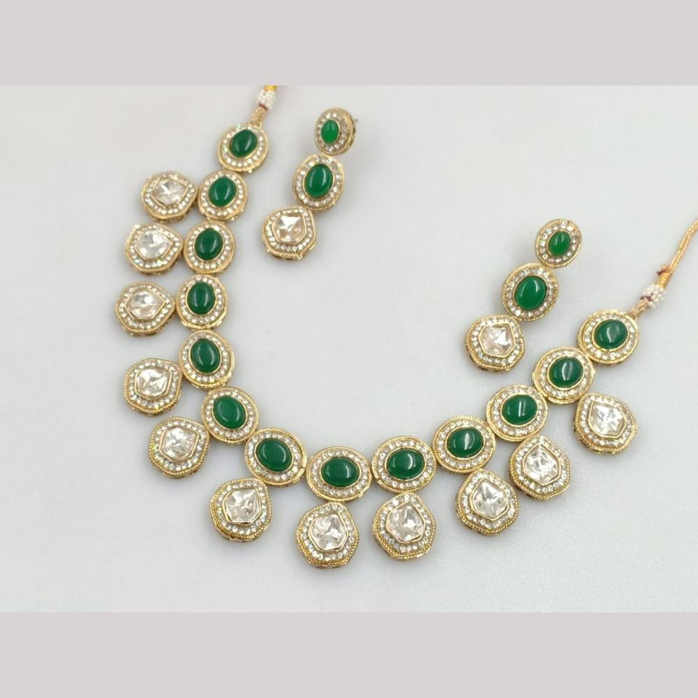 FS Collection Gold Plated Kundan Necklace Set